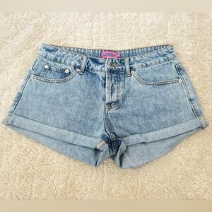 Edikted Light Blue Jean Shorts